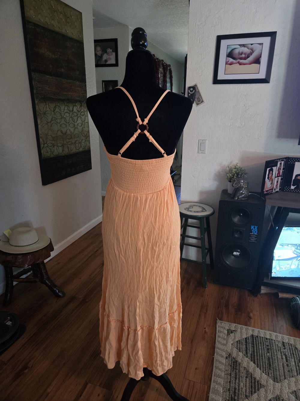 Peach Spaghetti-strap Maxi Dress - Picture 2 of 2